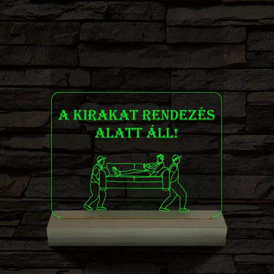 A kirakat rendezés alatt áll 20 cm fa talppal 7 színű 3D led lámpa