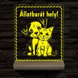 Állatbarát hely 20 cm fa talppal 7 színű 3D led lámpa