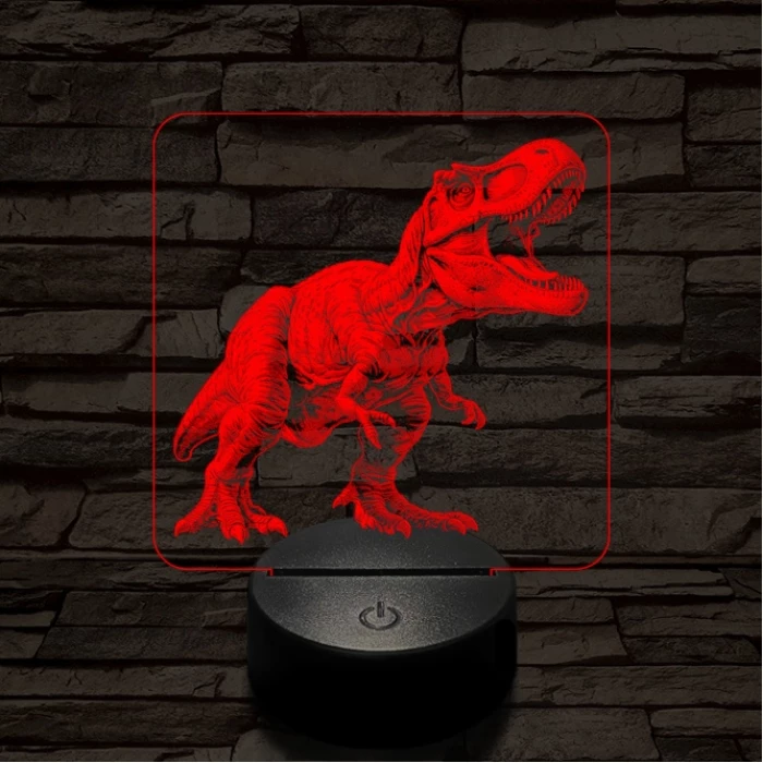 A zsarnokgyík ordítása 7 színű valósághű 3D led lámpa