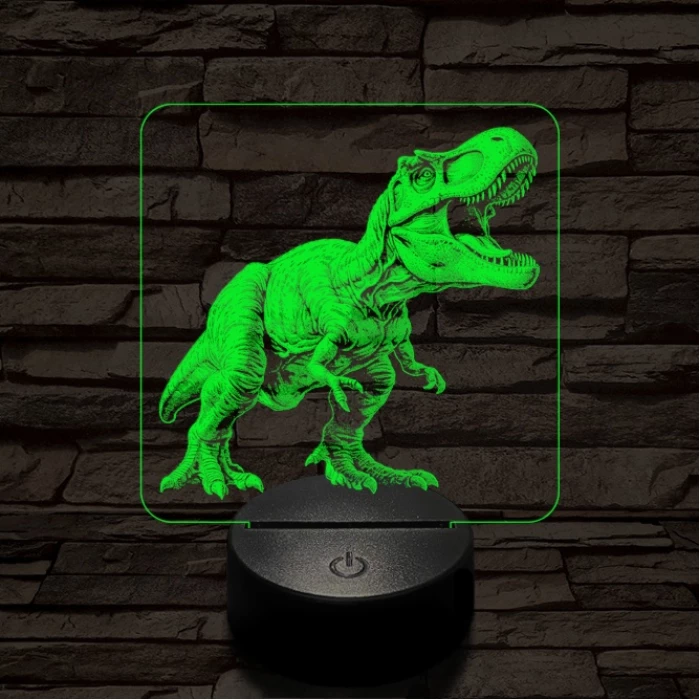 A zsarnokgyík ordítása 7 színű valósághű 3D led lámpa