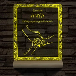 Anyák napja személyre szabott fatalppal 7 színű 3D led lámpa