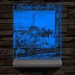 Egyedi fotógravírozás egyedi szöveggel, virágos kerettel fatalppal 7 színű 3D led lámpa