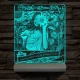 Egyedi fotógravírozás egyedi szöveggel, virágos kerettel fatalppal 7 színű 3D led lámpa