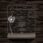 Pitypangos osztálytábla személyre szabott fa talppal 7 színű 3D led lámpa