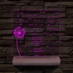 Pitypangos osztálytábla személyre szabott fa talppal 7 színű 3D led lámpa