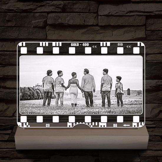 Egyedi fotógravírozás film negatívos kerettel fatalpban 7 színű 3D led lámpa