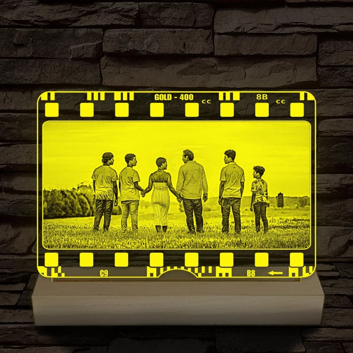 Egyedi fotógravírozás film negatívos kerettel fatalpban 7 színű 3D led lámpa
