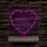 Szív alakú rózsás egyedi idézet fa talp 7 színű 3D led lámpa