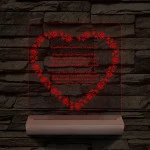 Szív alakú rózsás egyedi idézet fa talp 7 színű 3D led lámpa