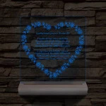 Szív alakú rózsás egyedi idézet fa talp 7 színű 3D led lámpa