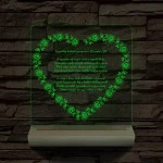 Szív alakú rózsás egyedi idézet fa talp 7 színű 3D led lámpa