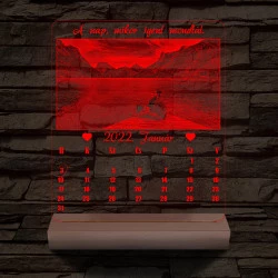 Fotós naptár fa talppal 7 színű 3D led lámpa