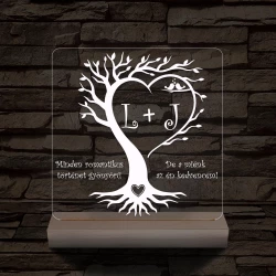 Egyedi monogramok személyre szabott fatalppal 7 színű 3D led lámpa