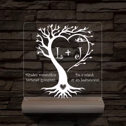 Egyedi monogramok személyre szabott fatalppal 7 színű 3D led lámpa