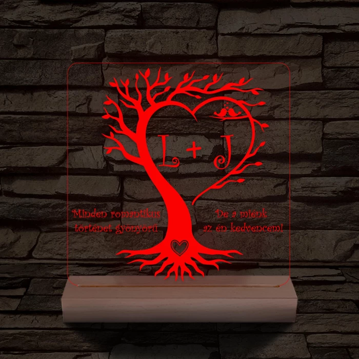 Egyedi monogramok személyre szabott fatalppal 7 színű 3D led lámpa