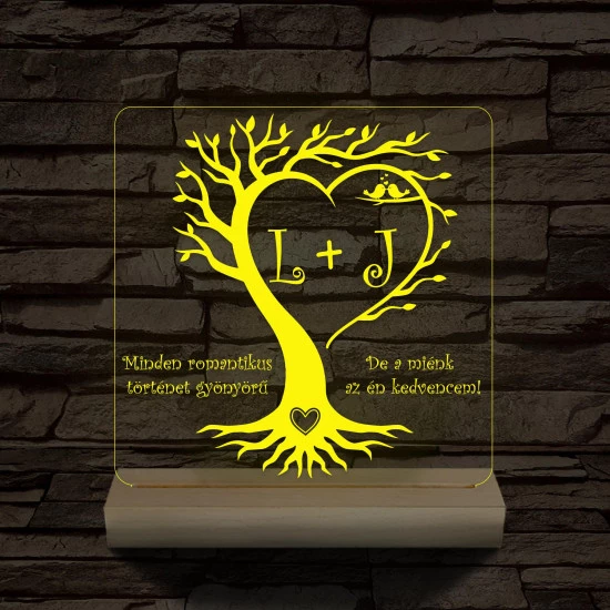 Egyedi monogramok személyre szabott fatalppal 7 színű 3D led lámpa