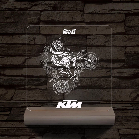 Cross-motoros személyre szabott fatalppal 7 színű 3D led lámpa