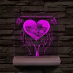 Szívérintés szív-alakú személyre szabott 20 cm fatalppal 7 színű 3D led lámpa