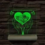 Szívérintés szív-alakú személyre szabott 20 cm fatalppal 7 színű 3D led lámpa