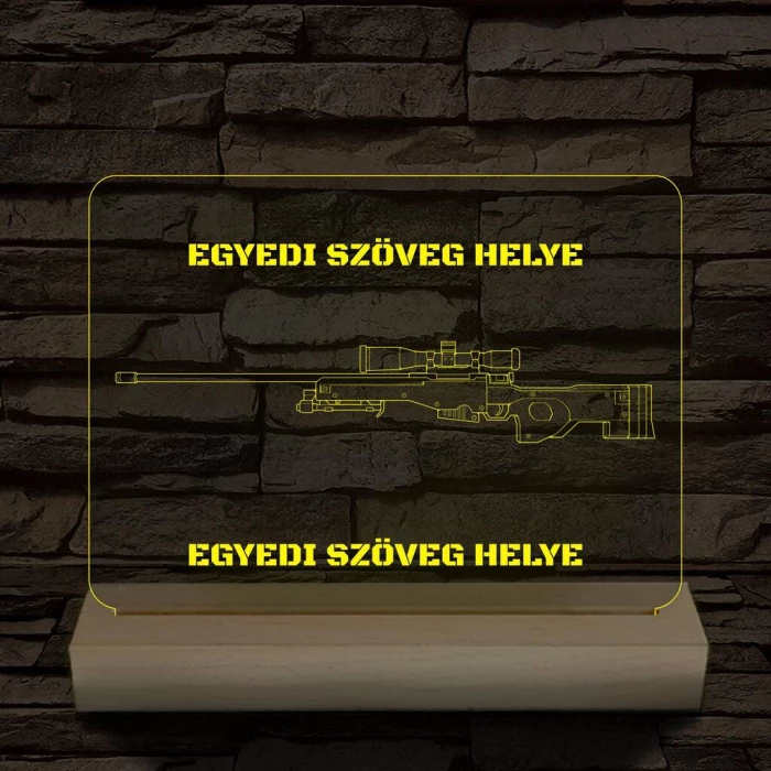 Fegyverek személyre szabott fatalppal 7 színű 3D led lámpa