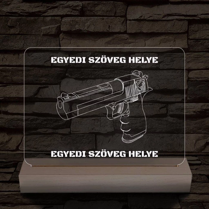 Fegyverek személyre szabott fatalppal 7 színű 3D led lámpa