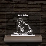 Egyedi neves DJ  személyre szabott fatalppal 7 színű 3D led lámpa