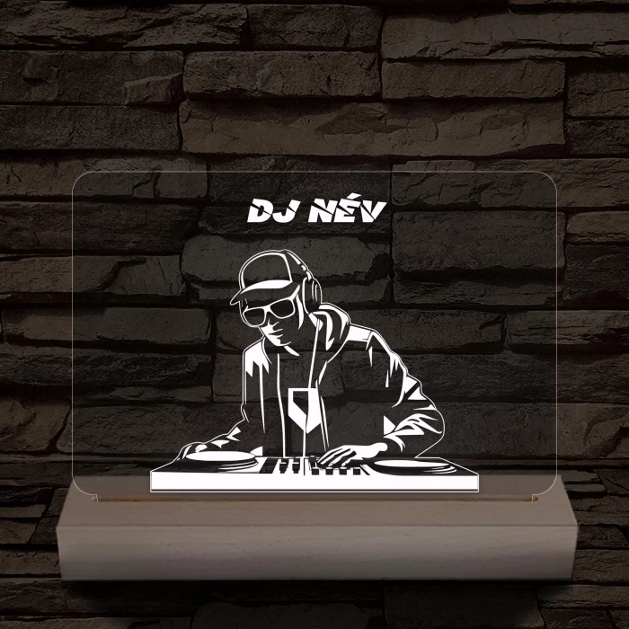 Egyedi neves DJ  személyre szabott fatalppal 7 színű 3D led lámpa