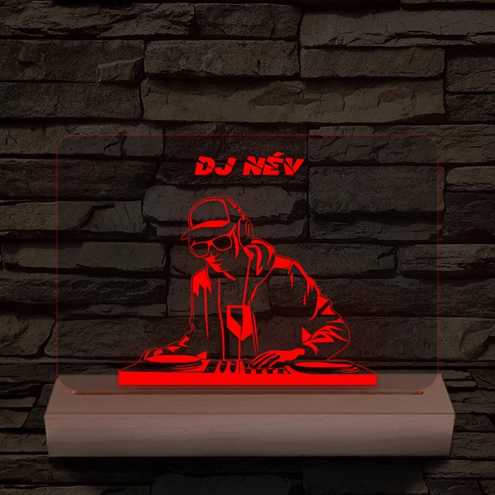 Egyedi neves DJ  személyre szabott fatalppal 7 színű 3D led lámpa