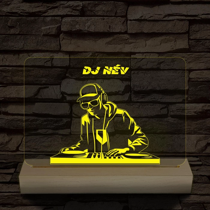 Egyedi neves DJ  személyre szabott fatalppal 7 színű 3D led lámpa