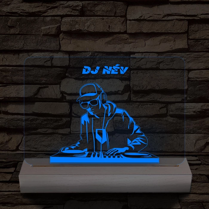 Egyedi neves DJ  személyre szabott fatalppal 7 színű 3D led lámpa