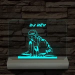 Egyedi neves DJ  személyre szabott fatalppal 7 színű 3D led lámpa