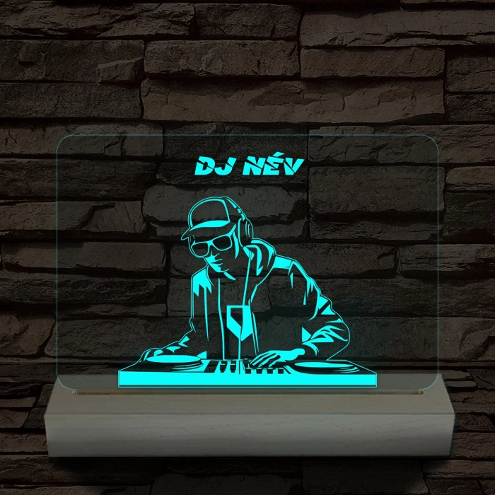 Egyedi neves DJ  személyre szabott fatalppal 7 színű 3D led lámpa