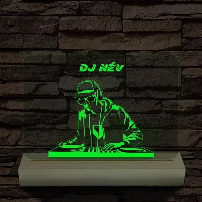 Egyedi neves DJ  személyre szabott fatalppal 7 színű 3D led lámpa