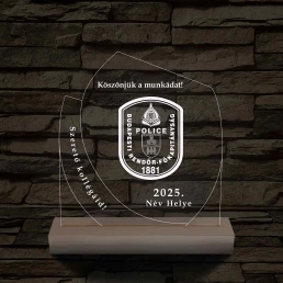 Emléktábla fa talppal 7 színű 3D led lámpa