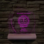 Emléktábla fa talppal 7 színű 3D led lámpa