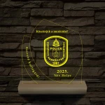 Emléktábla fa talppal 7 színű 3D led lámpa