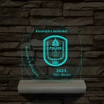 Emléktábla fa talppal 7 színű 3D led lámpa