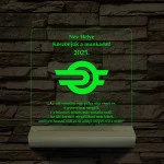 MÁV emlék 7 színű 3D led lámpa fa talppal