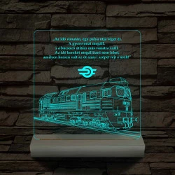 MÁV Szergej 7 színű 3D led emléklámpa fa talppal
