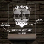 Rendőrségi emléklámpa  3D LED 7 Színűben világító Fatalppal