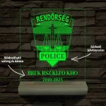 Rendőrségi emléklámpa  3D LED 7 Színűben világító Fatalppal
