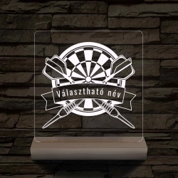 Személyre szabott Darts 7 színű 3D LED Lámpa – Fatalpas Gravírozott Ajándék