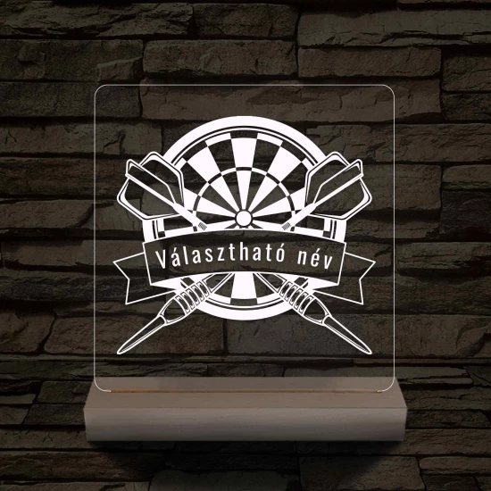 Személyre szabott Darts 7 színű 3D LED Lámpa – Fatalpas Gravírozott Ajándék