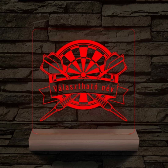 Személyre szabott Darts 7 színű 3D LED Lámpa – Fatalpas Gravírozott Ajándék