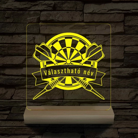 Személyre szabott Darts 7 színű 3D LED Lámpa – Fatalpas Gravírozott Ajándék