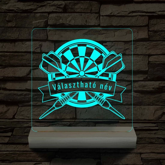 Személyre szabott Darts 7 színű 3D LED Lámpa – Fatalpas Gravírozott Ajándék