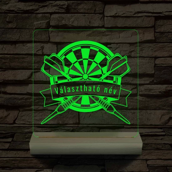 Személyre szabott Darts 7 színű 3D LED Lámpa – Fatalpas Gravírozott Ajándék
