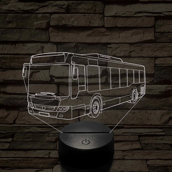 Személyre Szabható Busz Műanyagtalpas 3D LED Lámpa 