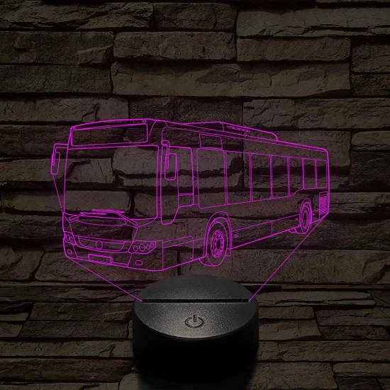 Személyre Szabható Busz Műanyagtalpas 3D LED Lámpa 