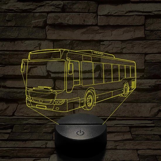 Személyre Szabható Busz Műanyagtalpas 3D LED Lámpa 